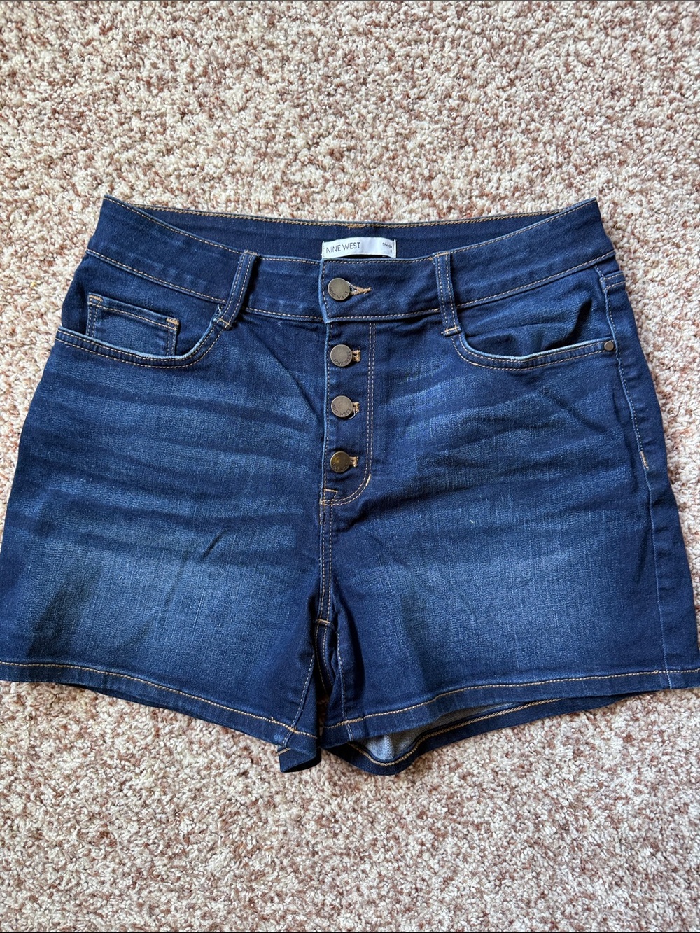 Nine West Indigo Button-Front Denim Shorts size 8